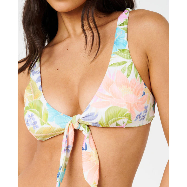 RIP CURL CATALINA ISLAND TIE FRONT CROP TOP MULTICO