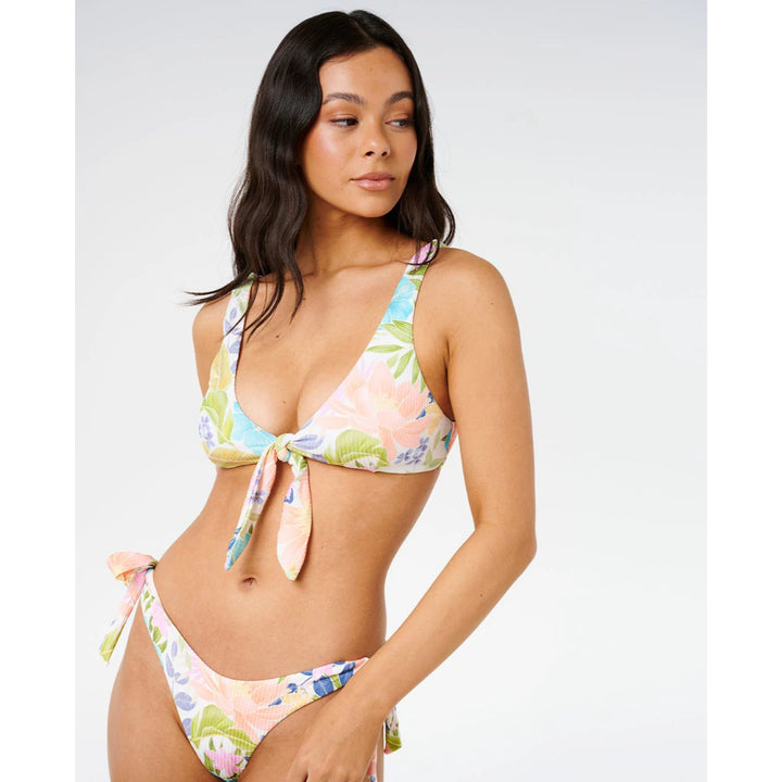 RIP CURL CATALINA ISLAND TIE FRONT CROP TOP MULTICO