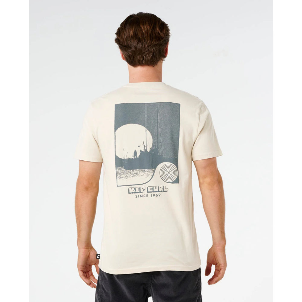 RIP CURL AOTS SAILBOAT TEE VINTAGE WHITE