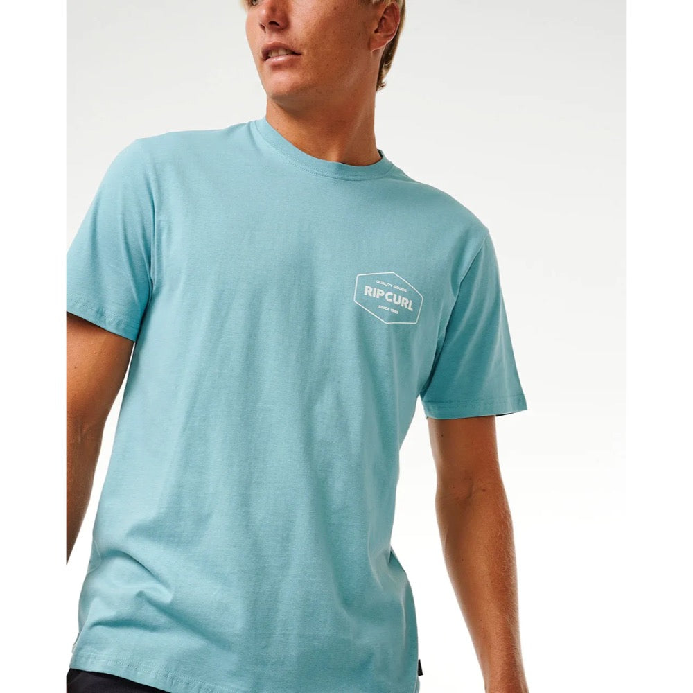 RIP CURL STAPLER TEE DUSTY BLUE