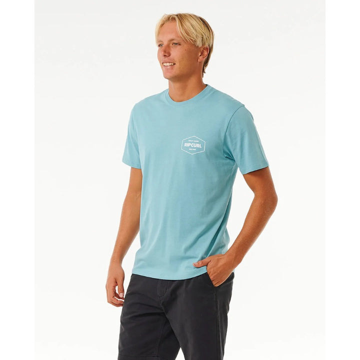 RIP CURL STAPLER TEE DUSTY BLUE