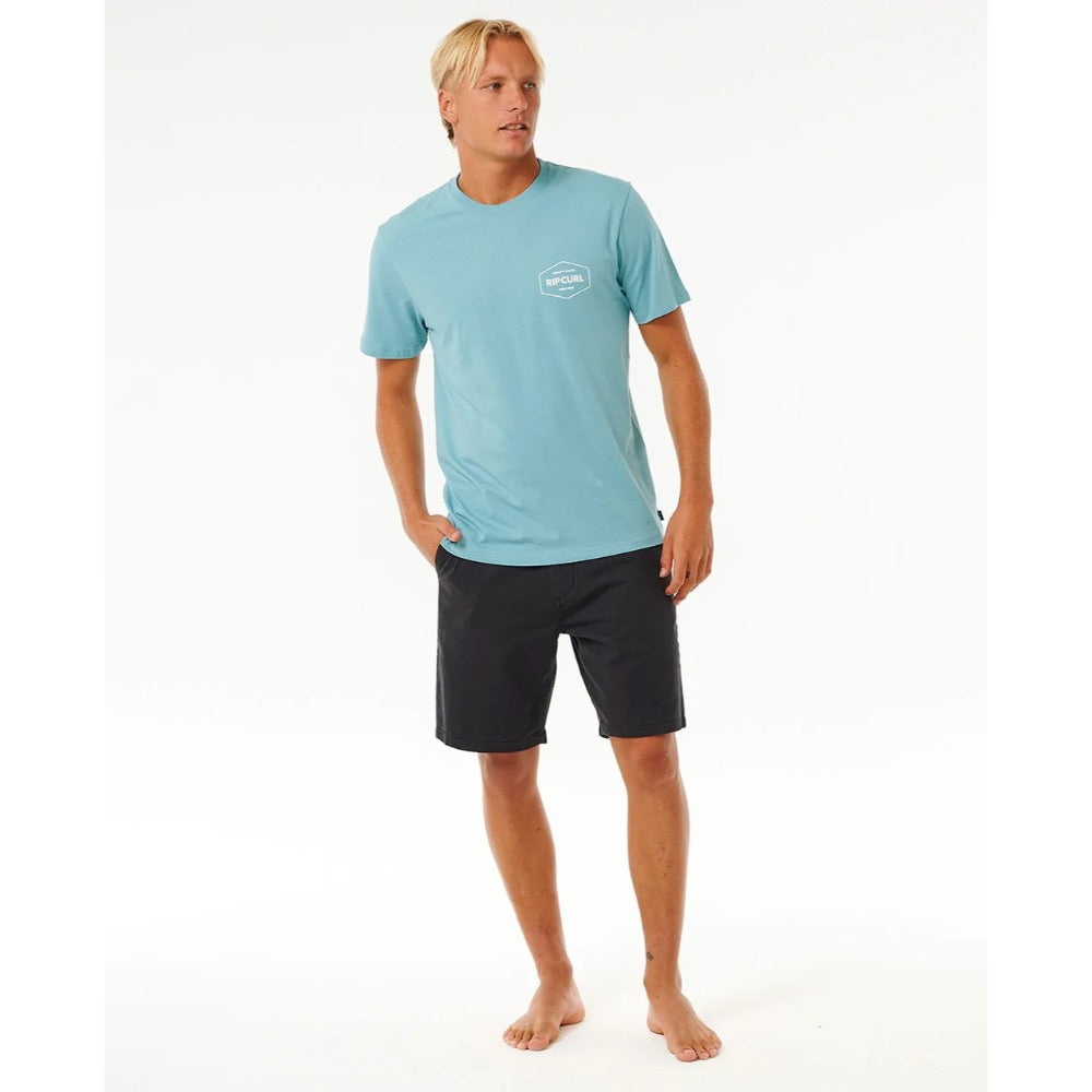 RIP CURL STAPLER TEE DUSTY BLUE