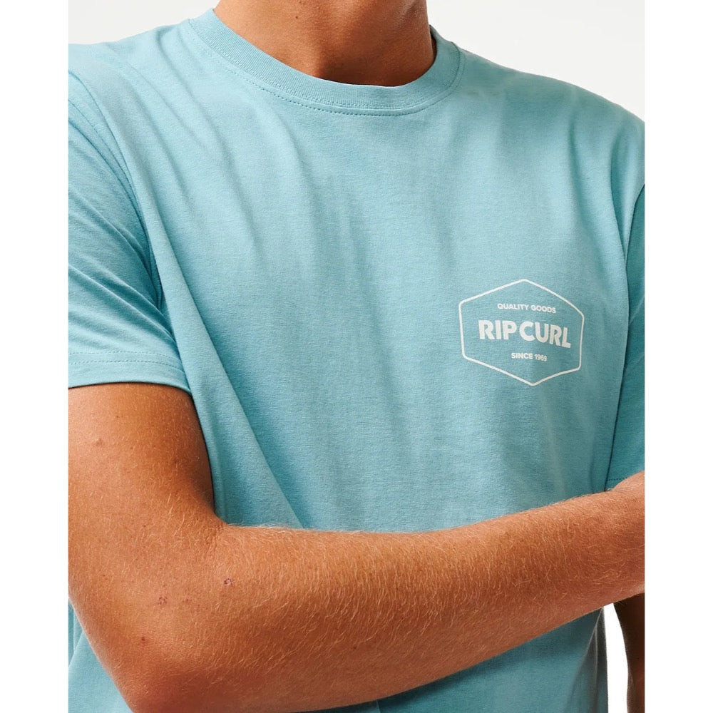 RIP CURL STAPLER TEE DUSTY BLUE