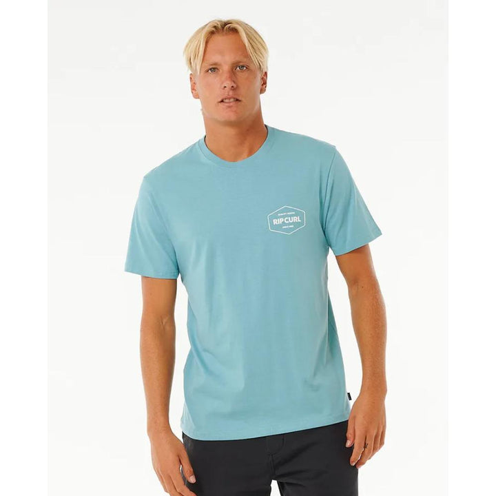 RIP CURL STAPLER TEE DUSTY BLUE