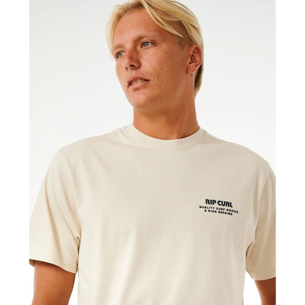 RIP CURL HERITAGE DING REPAIRS TEE VINTAGE WHITE