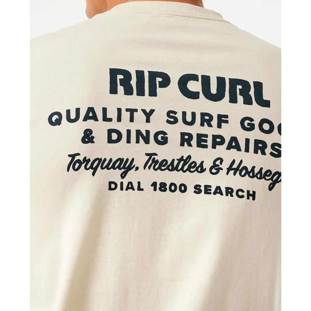 RIP CURL HERITAGE DING REPAIRS TEE VINTAGE WHITE