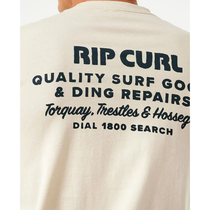 RIP CURL HERITAGE DING REPAIRS TEE VINTAGE WHITE