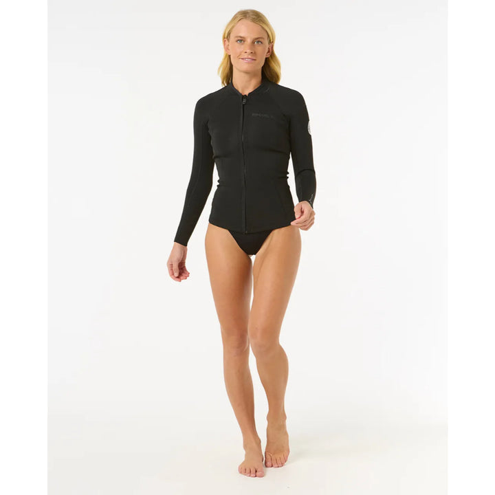 RIP CURL WMS DAWN PATROL 1.5MM FRONT ZIP BLACK
