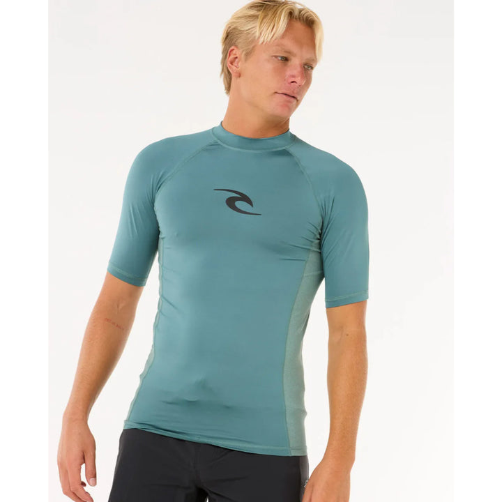 RIP CURL WAVES UV S/S RASH GUARD BLUESTONE
