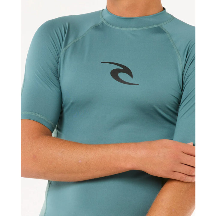 RIP CURL WAVES UV S/S RASH GUARD BLUESTONE