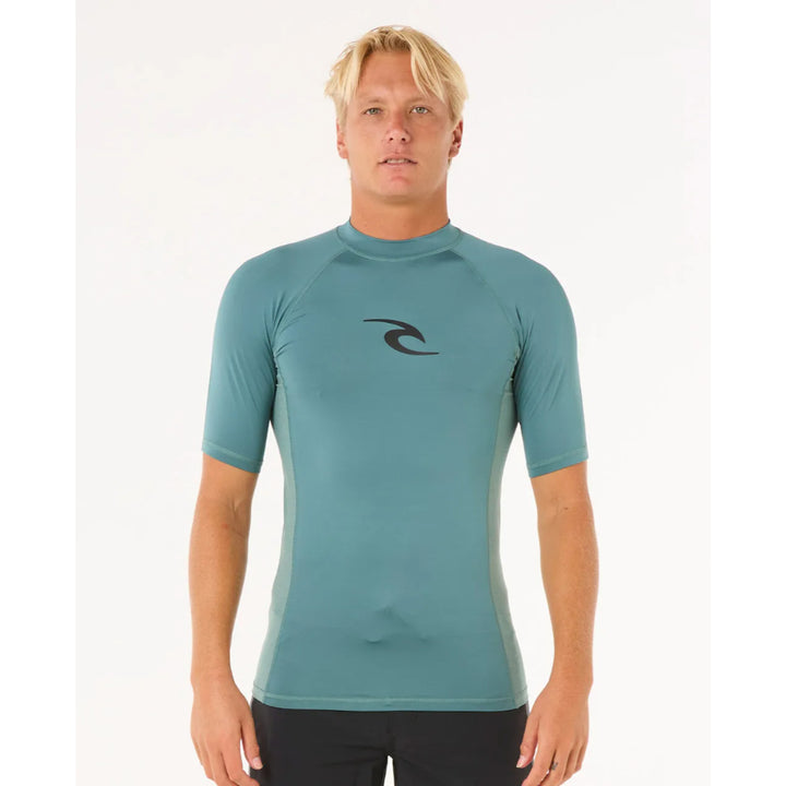 RIP CURL WAVES UV S/S RASH GUARD BLUESTONE