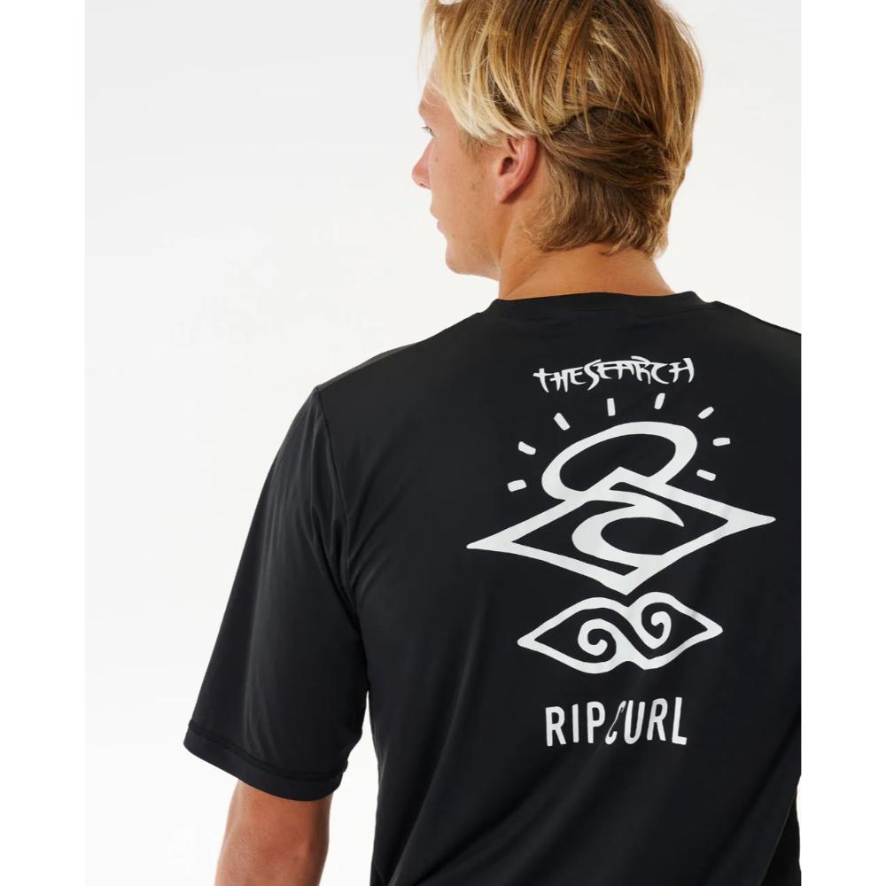 RIP CURL ICONS SURFLITE UV S/S RASH GUARD BLACK