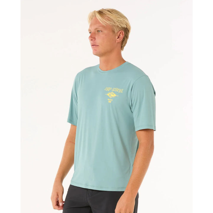 RIP CURL ICONS SURFLITE UV S/S RASH GUARD BLUE LAGOON