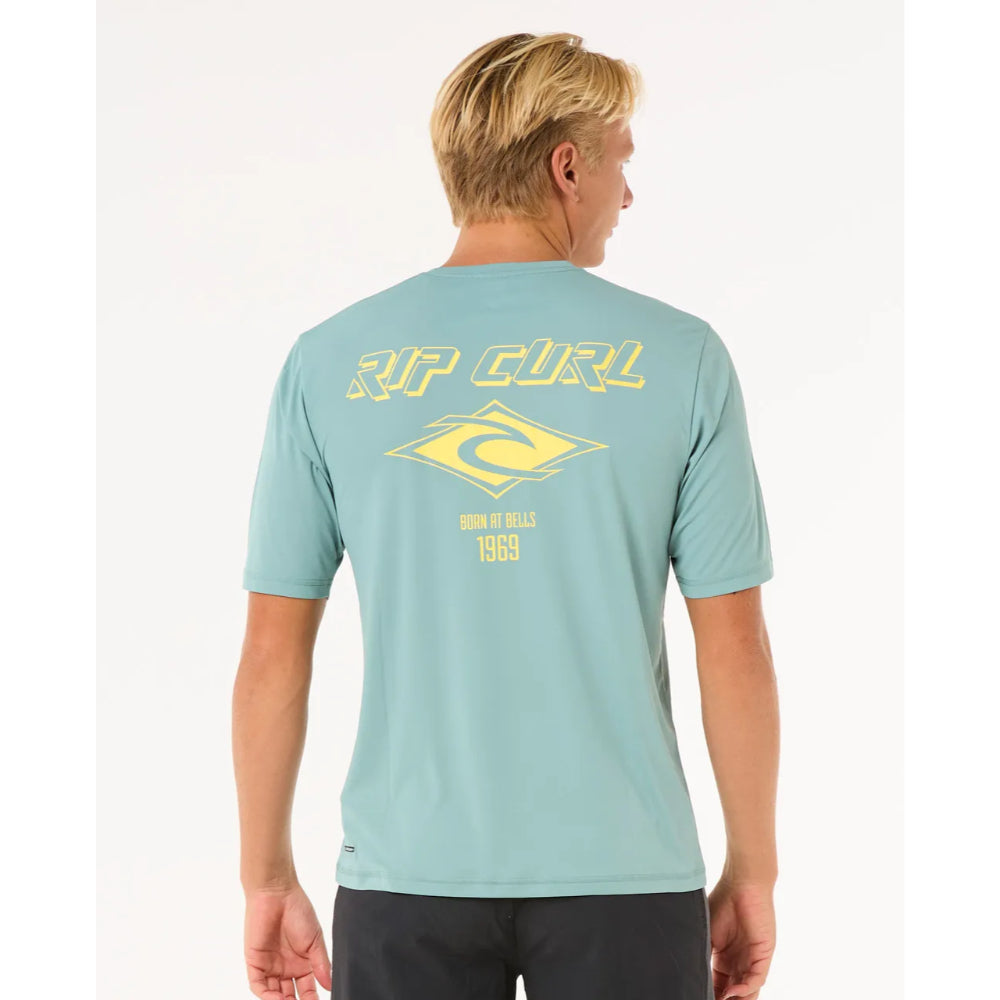 RIP CURL ICONS SURFLITE UV S/S RASH GUARD BLUE LAGOON