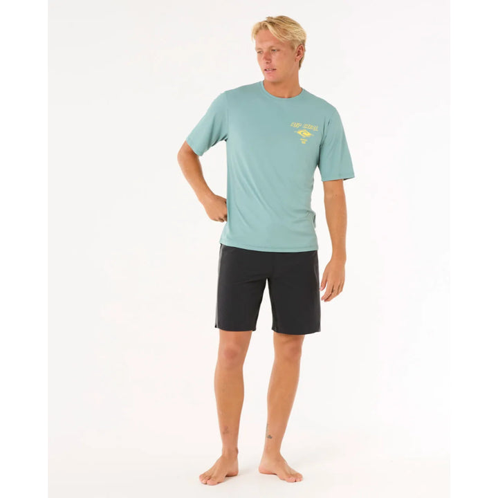 RIP CURL ICONS SURFLITE UV S/S RASH GUARD BLUE LAGOON