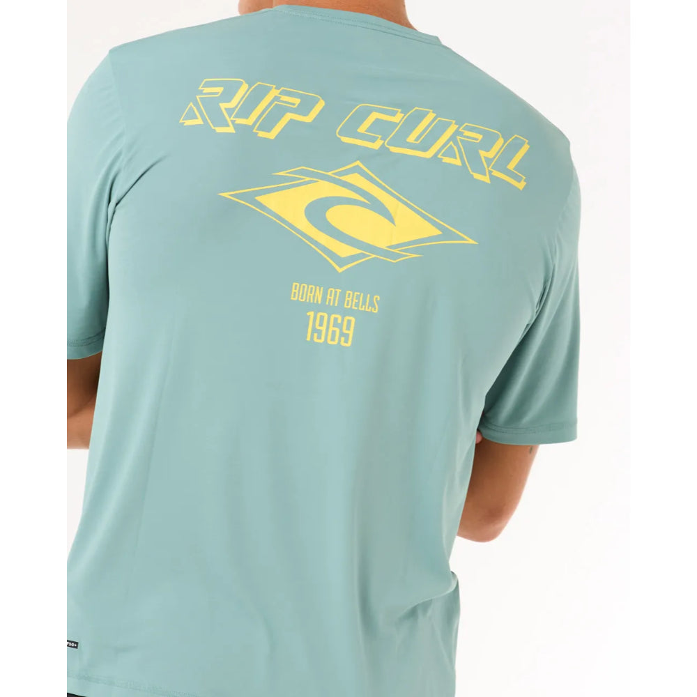 RIP CURL ICONS SURFLITE UV S/S RASH GUARD BLUE LAGOON