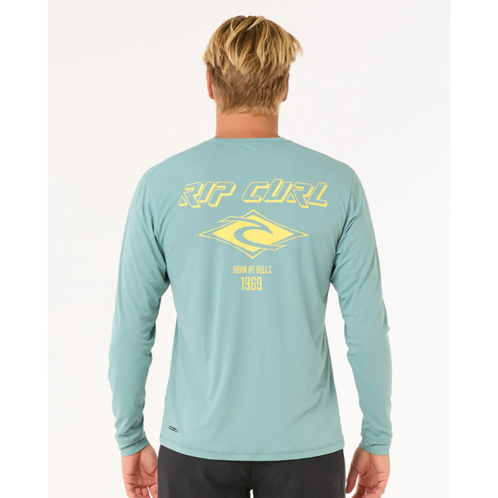 RIP CURL ICONS SURFLITE UV L/S RASH GUARD BLUE LAGOON