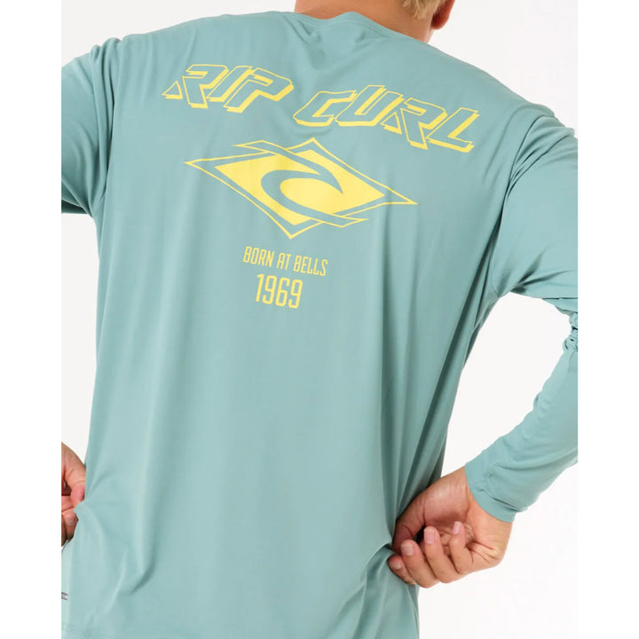 RIP CURL ICONS SURFLITE UV L/S RASH GUARD BLUE LAGOON
