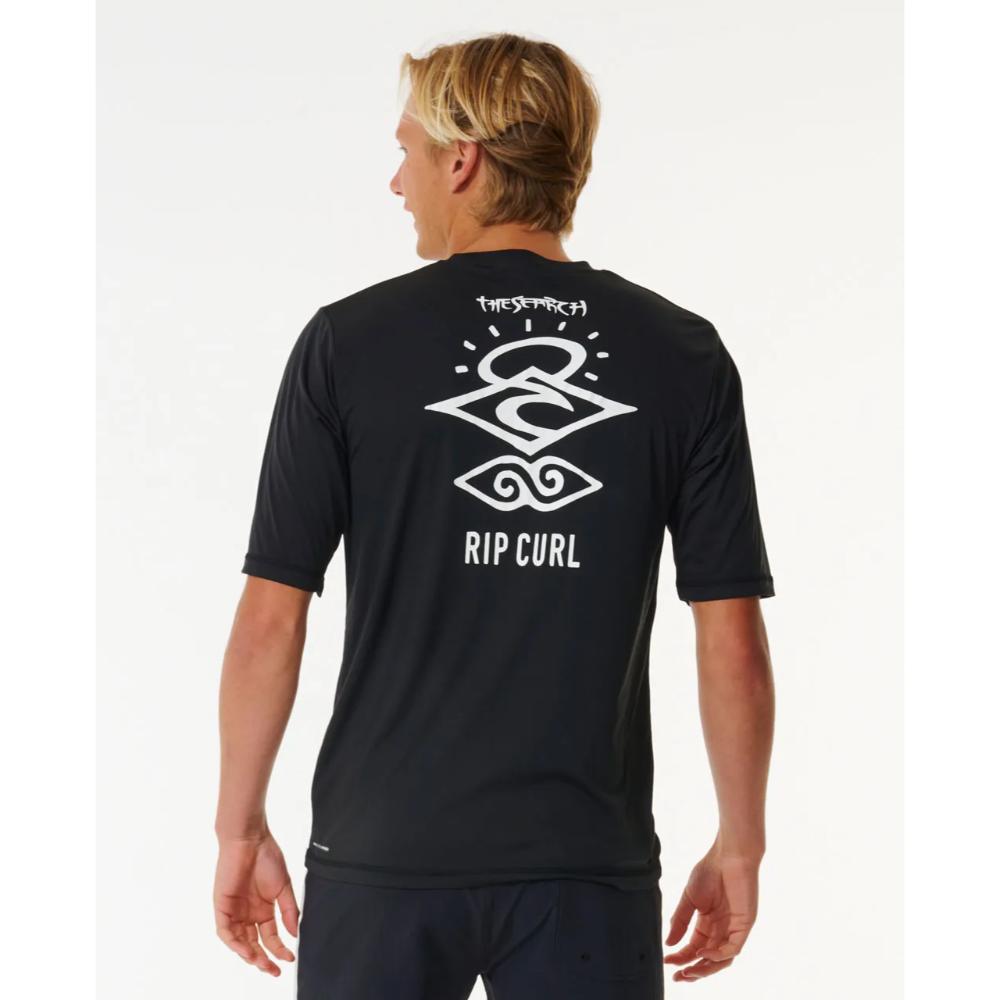 RIP CURL ICONS SURFLITE UV S/S RASH GUARD BLACK