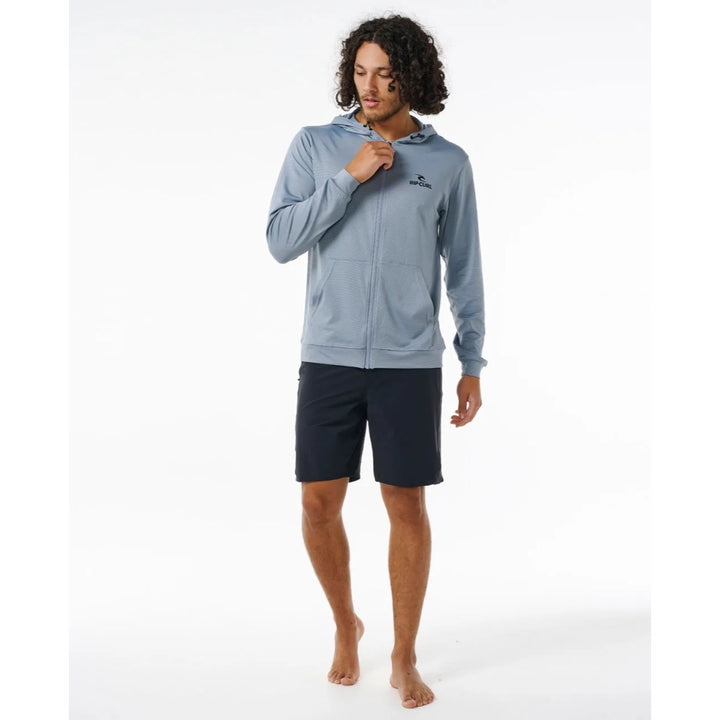 RIP CURL STACK ZIP THROUGH HOOD RASH GUARD TRADEWINDS