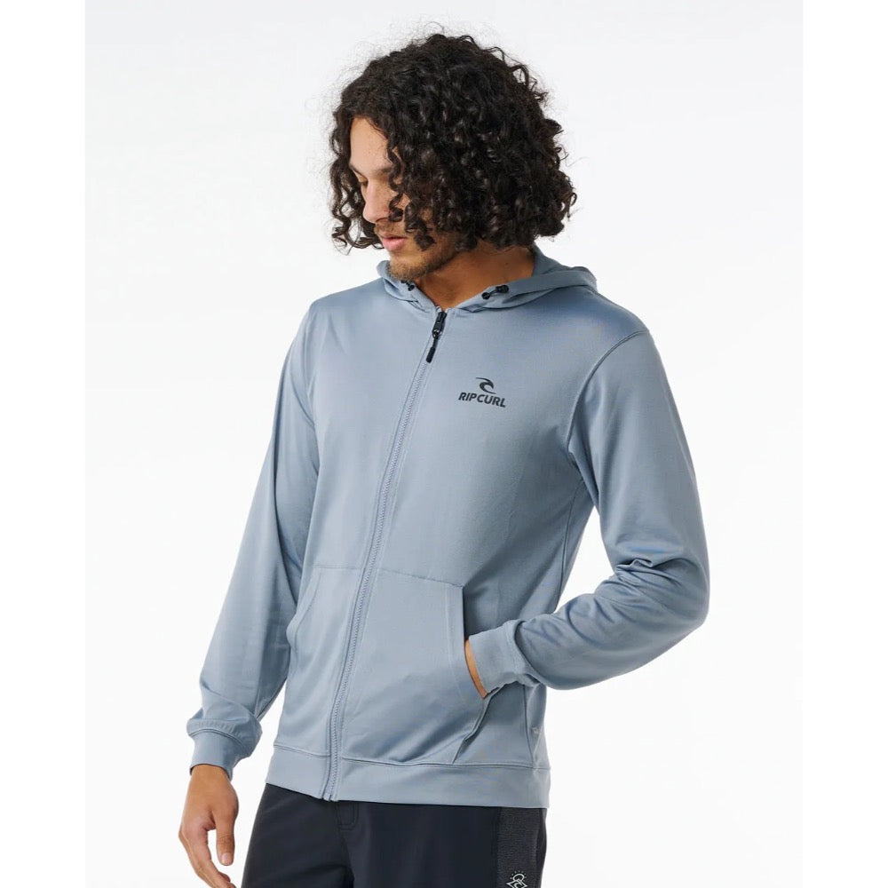 RIP CURL STACK ZIP THROUGH HOOD RASH GUARD TRADEWINDS