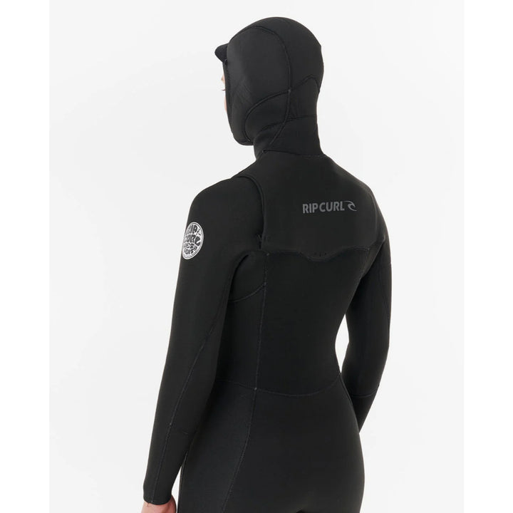 RIP CURL WMS DAWN PATROL 5/4 CHEST ZIP HOODED BLACK