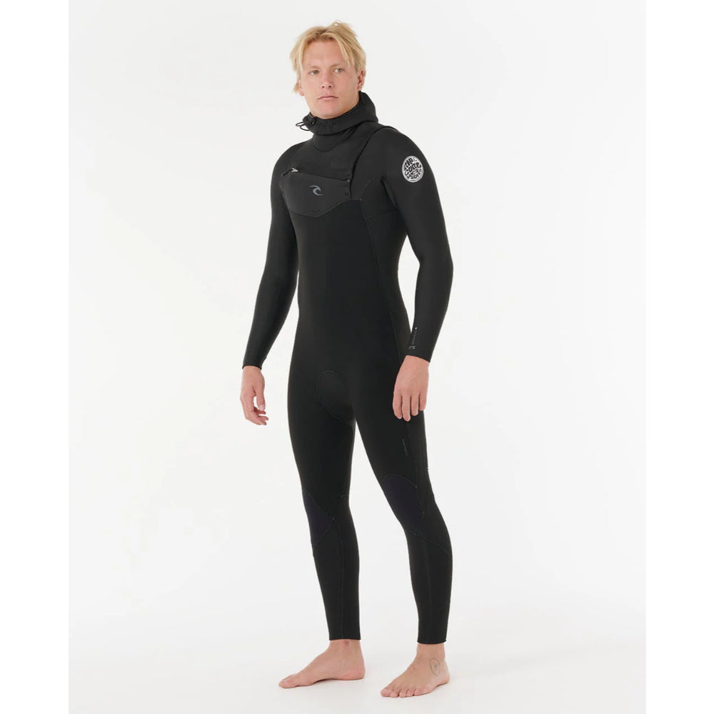 RIP CURL DAWN PATROL 5/4 HOODED CHEST ZIP BLACK
