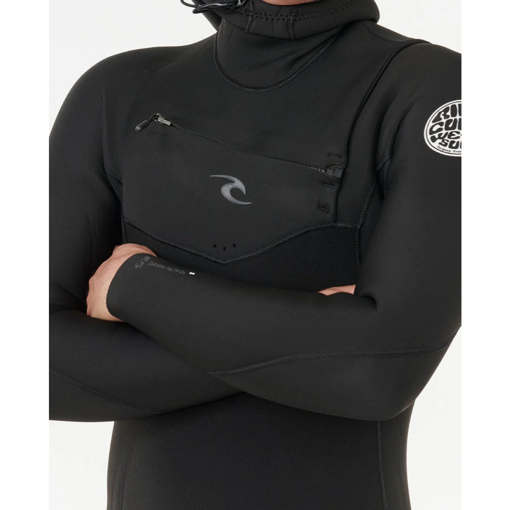 RIP CURL DAWN PATROL 5/4 HOODED CHEST ZIP BLACK