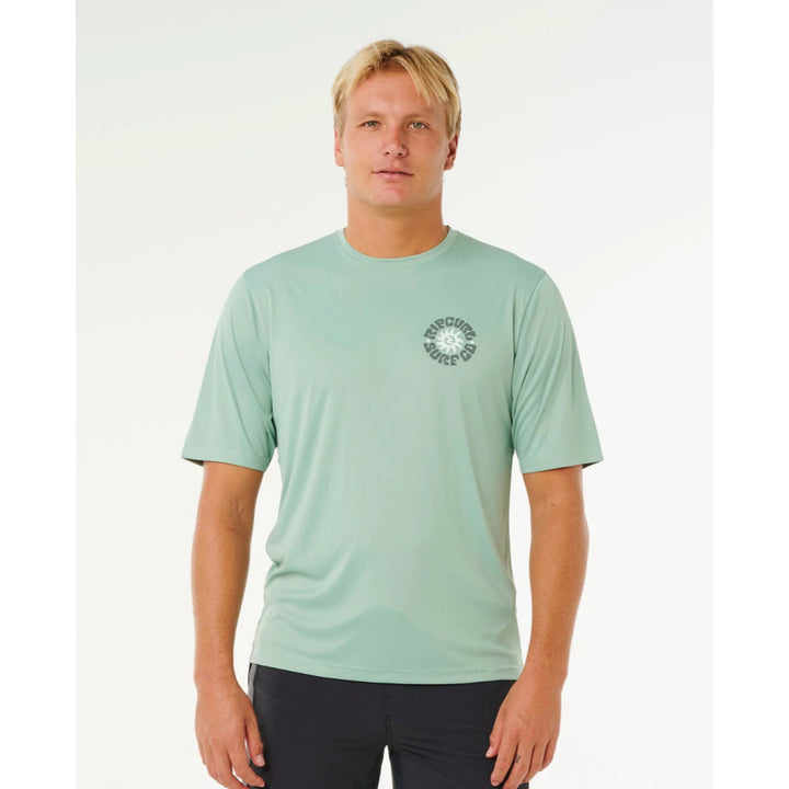 RIP CURL PACIFIC RINSE SURFLITE UPF S/S RASH GUARD ALOE