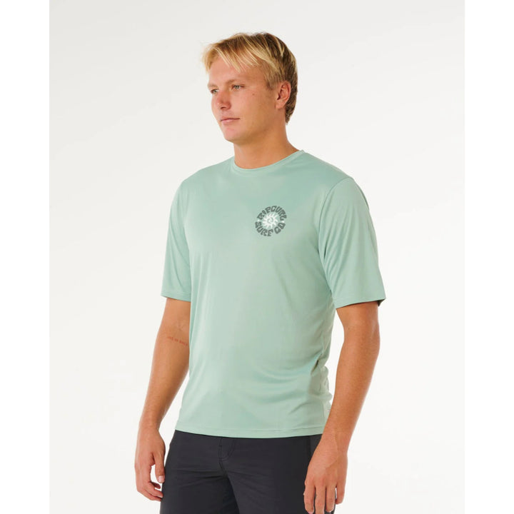 RIP CURL PACIFIC RINSE SURFLITE UPF S/S RASH GUARD ALOE