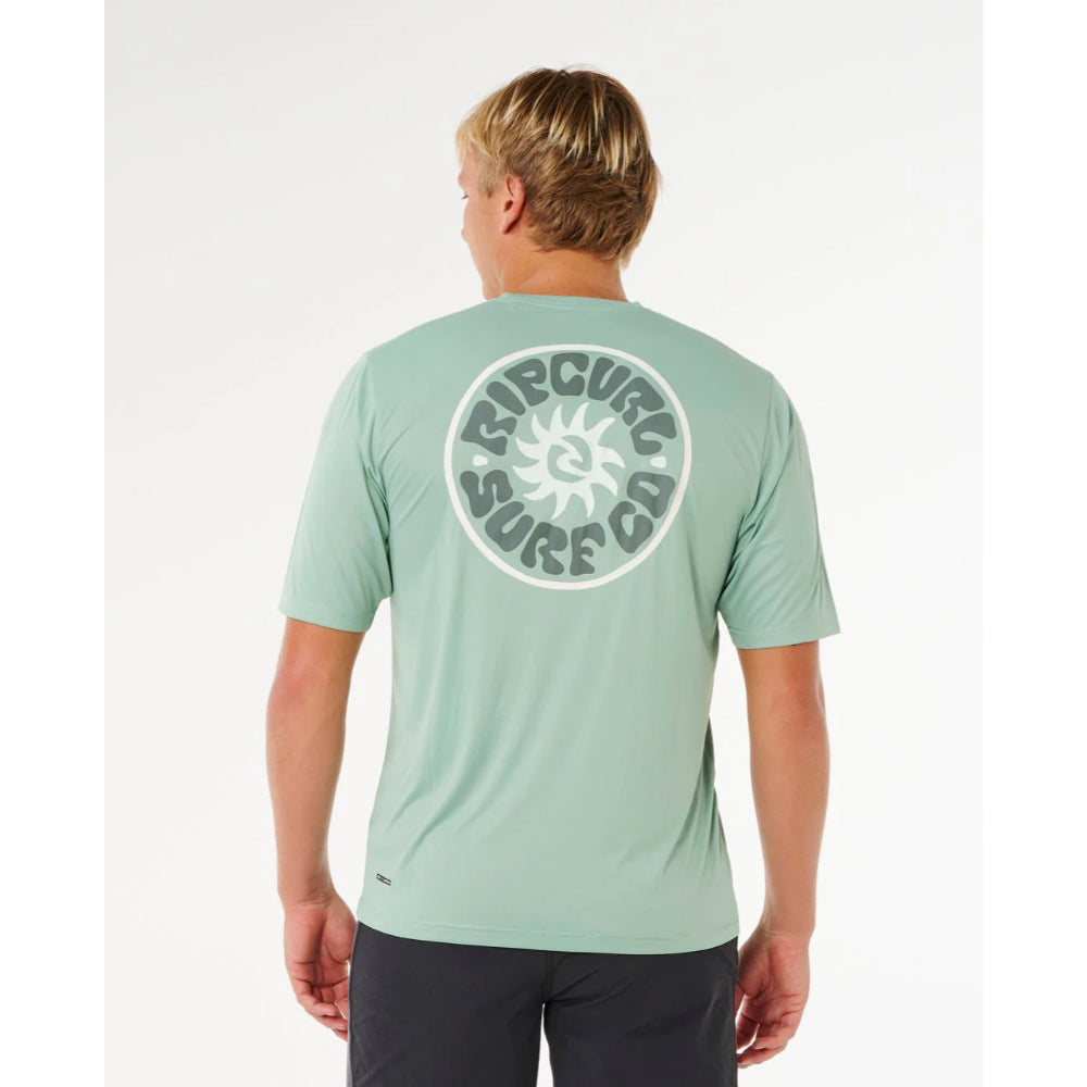 RIP CURL PACIFIC RINSE SURFLITE UPF S/S RASH GUARD ALOE