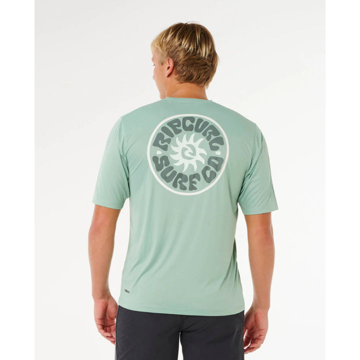 RIP CURL PACIFIC RINSE SURFLITE UPF S/S RASH GUARD ALOE