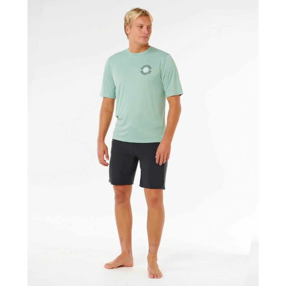 RIP CURL PACIFIC RINSE SURFLITE UPF S/S RASH GUARD ALOE