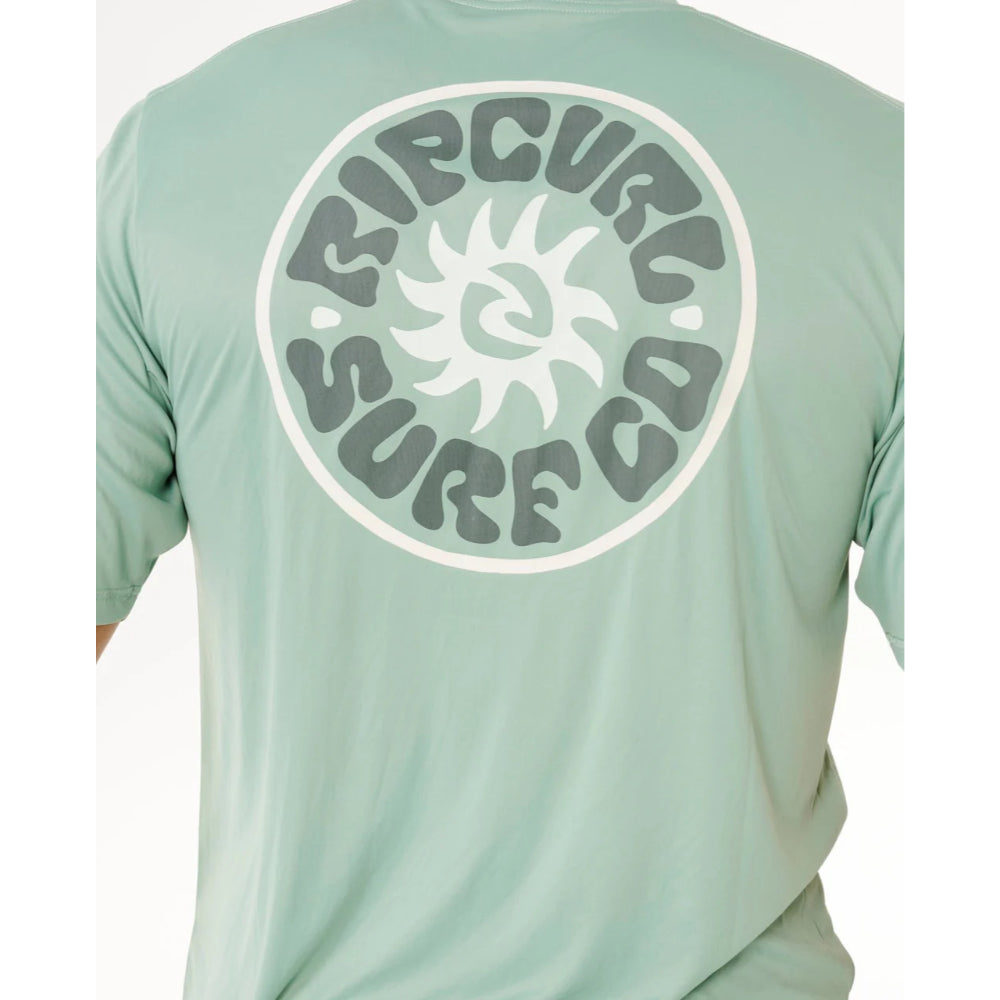 RIP CURL PACIFIC RINSE SURFLITE UPF S/S RASH GUARD ALOE