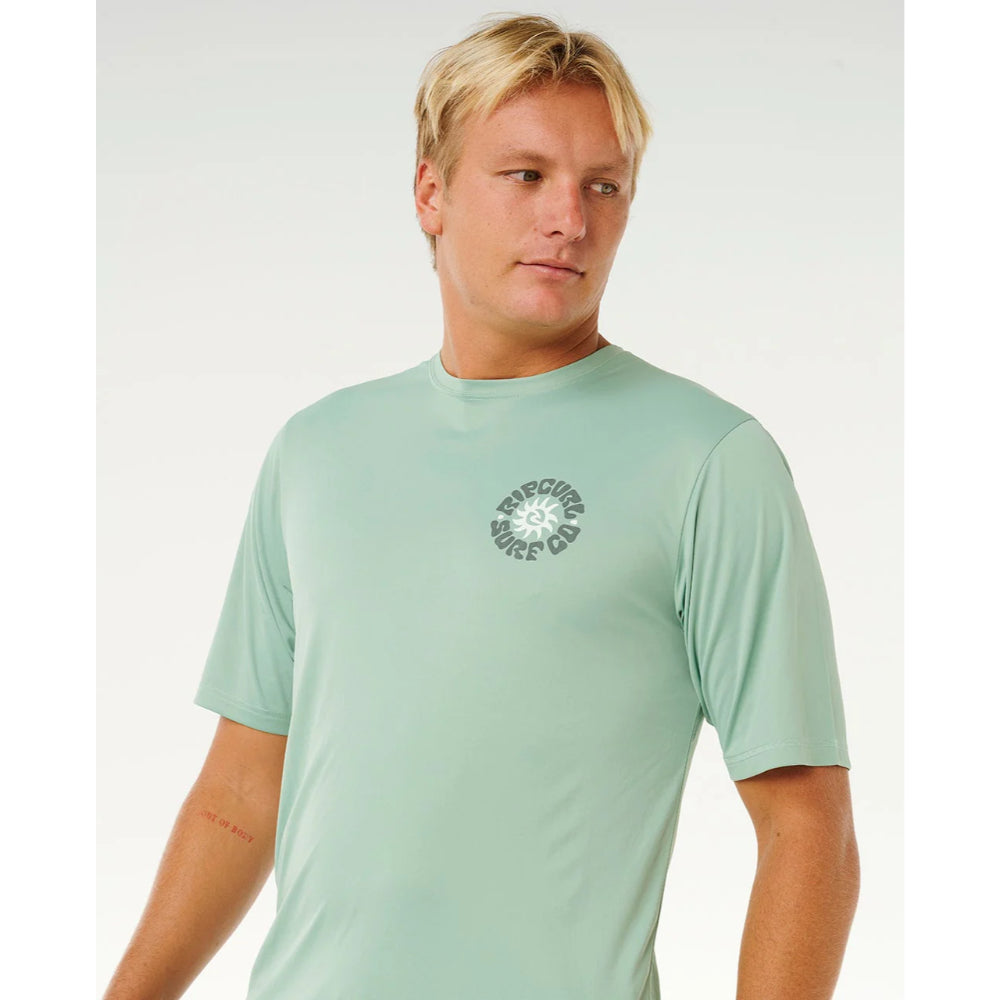RIP CURL PACIFIC RINSE SURFLITE UPF S/S RASH GUARD ALOE