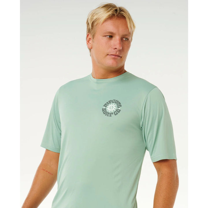 RIP CURL PACIFIC RINSE SURFLITE UPF S/S RASH GUARD ALOE