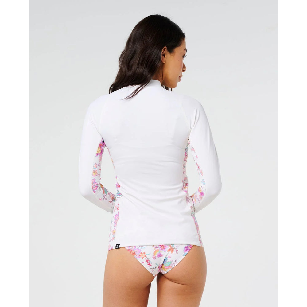 RIP CURL HALF MOON BAY 1/4 ZIP RASHGUARD BONE