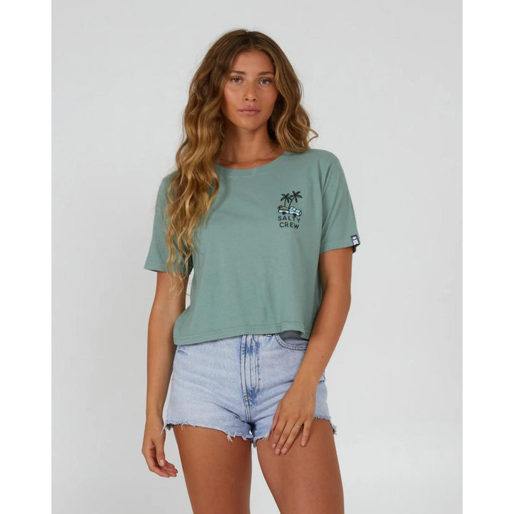 SALTY CREW LOOKOUT CROP TEE SAGE