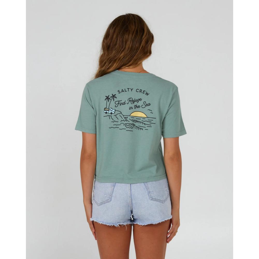 SALTY CREW LOOKOUT CROP TEE SAGE