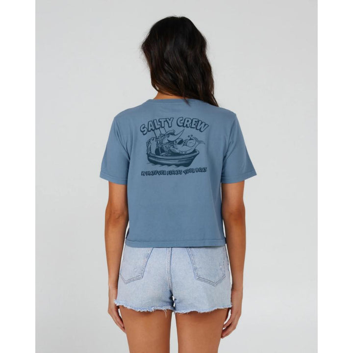 SALTY CREW FLOATS YOUR BOAT CROP TEE BLUESTONE