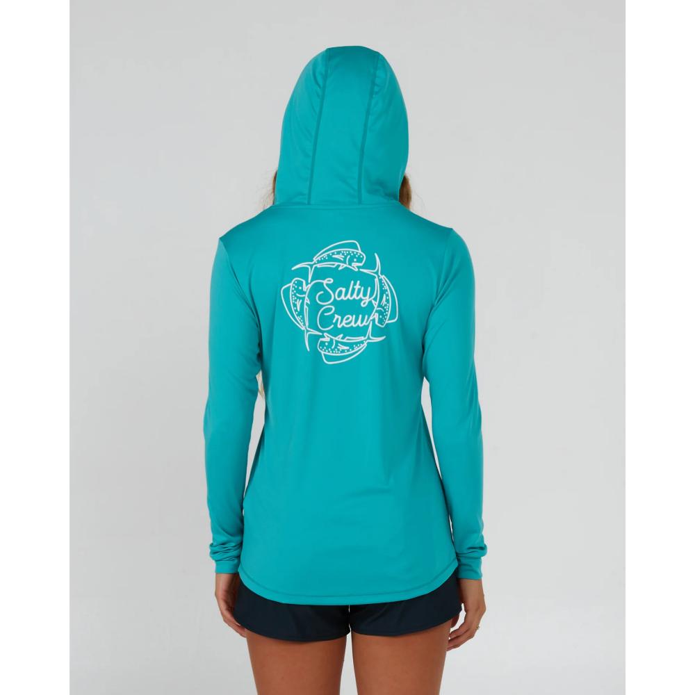 SALTY CREW DRAWN IN CIRCLES HOODED SUNSHIRT SEA GREEN