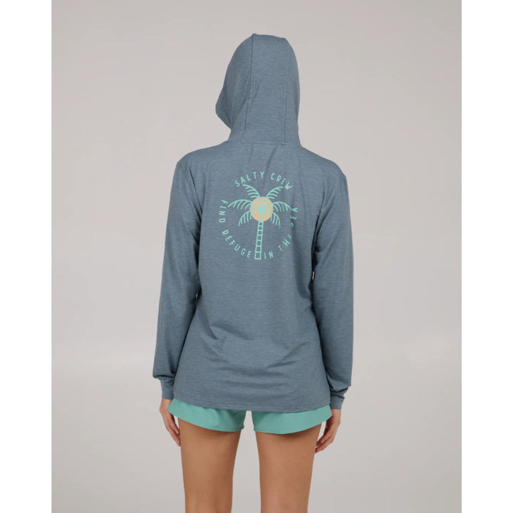 SALTY CREW QUEEN PALM TECH HOODIE FIN BLUE