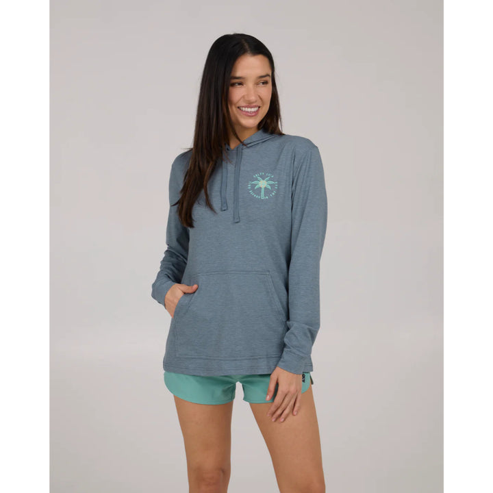 SALTY CREW QUEEN PALM TECH HOODIE FIN BLUE