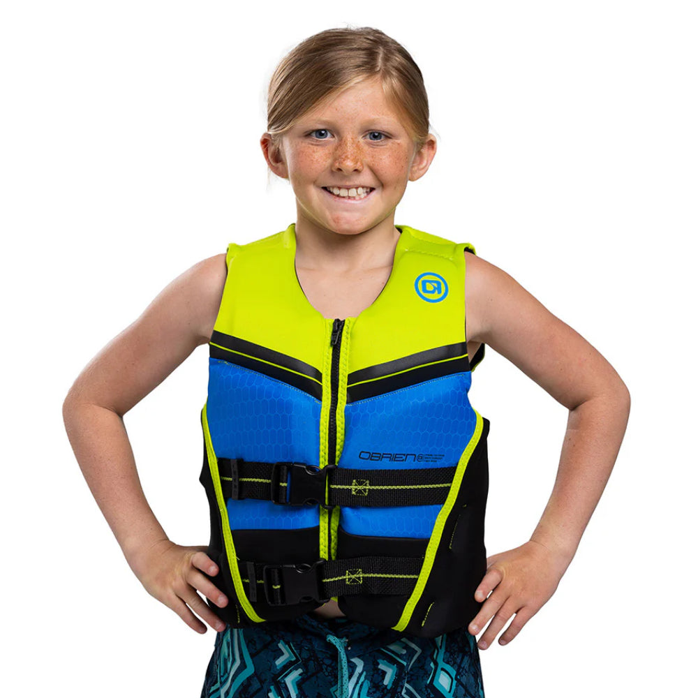 O'BRIEN YOUTH FLEX V-BACK BLUE/LIME