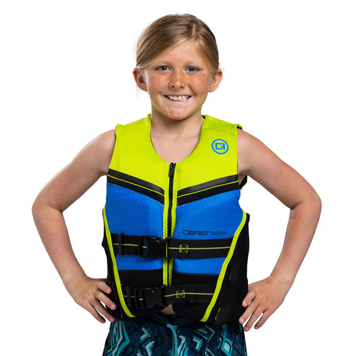 O'BRIEN YOUTH FLEX V-BACK BLUE/LIME