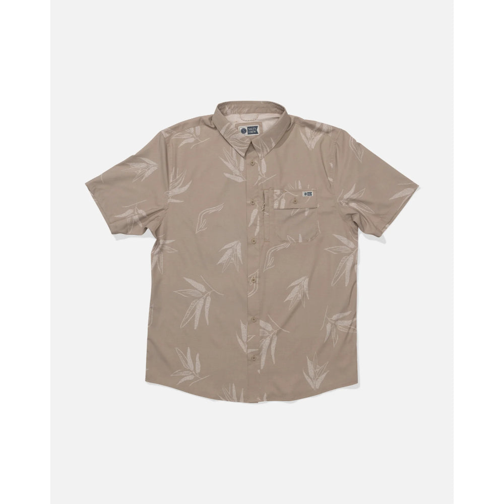 SALTY CREW FLAGSHIP UV BUTTON UP DARK KHAKI