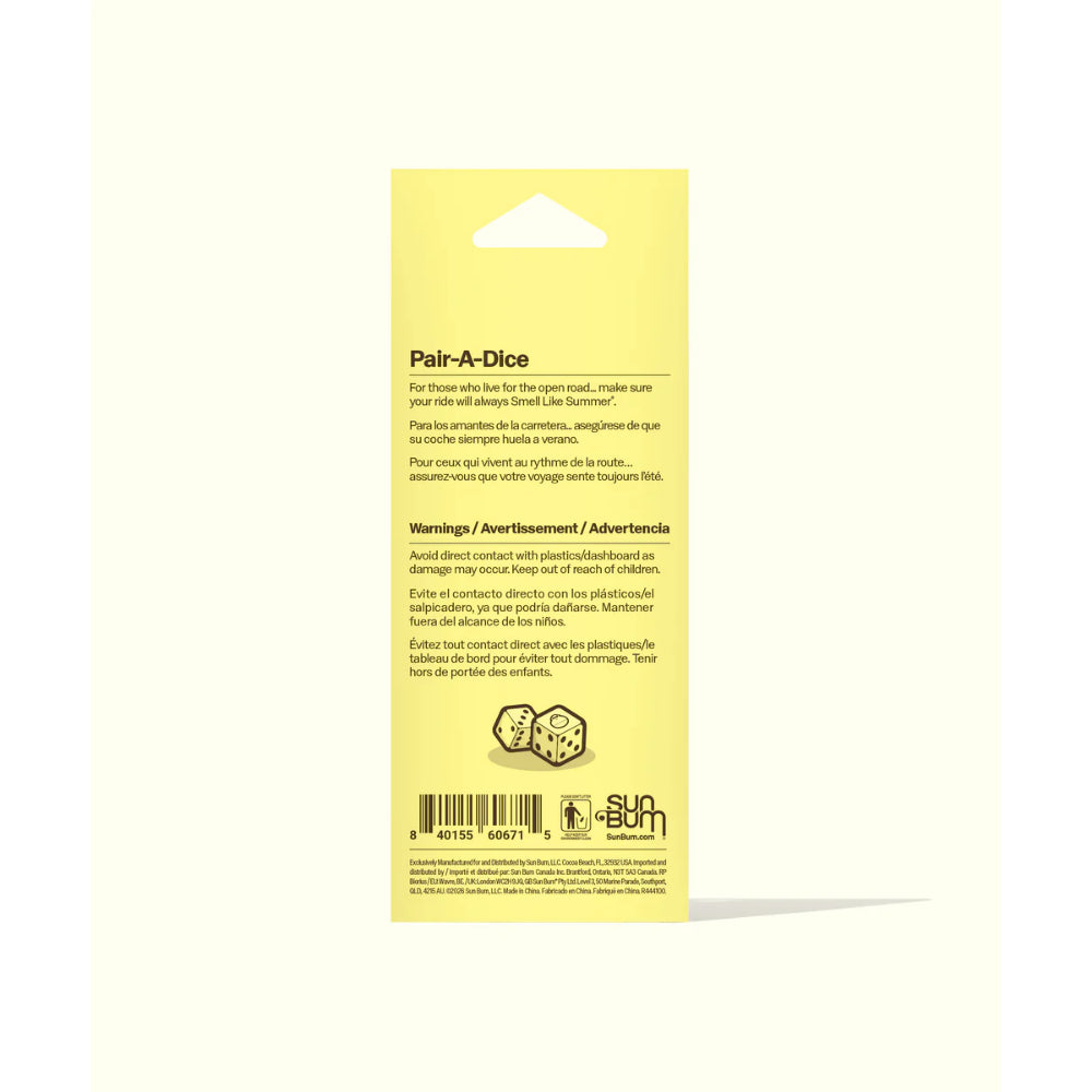 SUN BUM PAIR-A-DICE AIR FRESHENER
