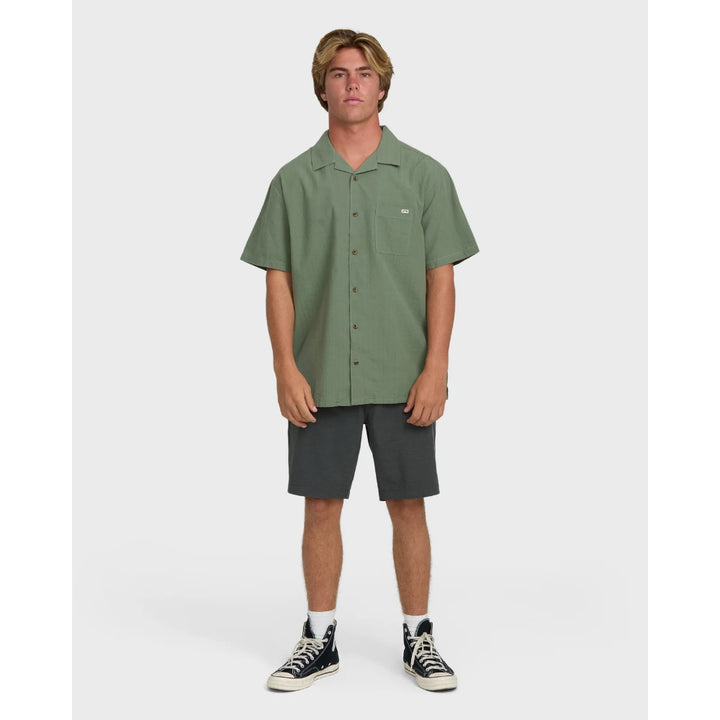 BILLABONGVICTORIA VACAY SS WOVEN SHIRT GRANITE GREEN