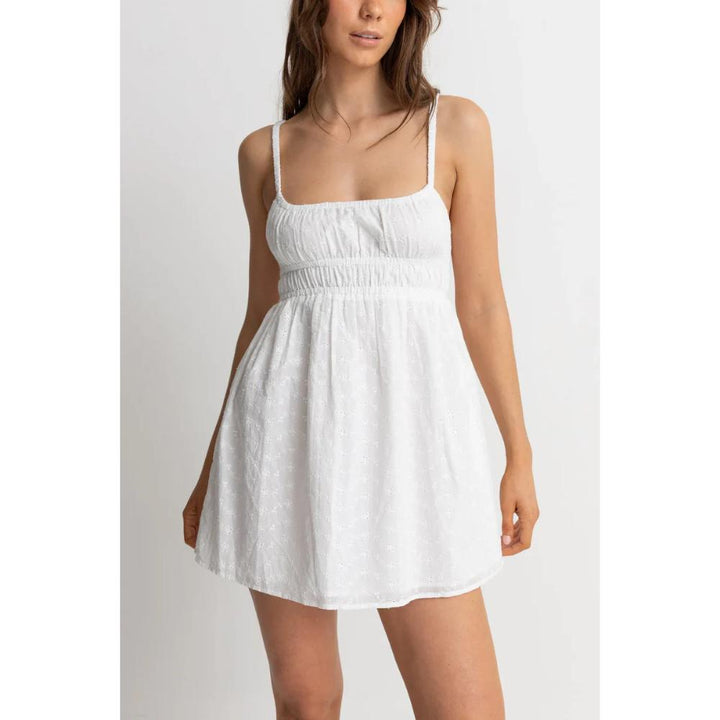 RHYTHM FAE BRODERIE MINI DRESS WHITE