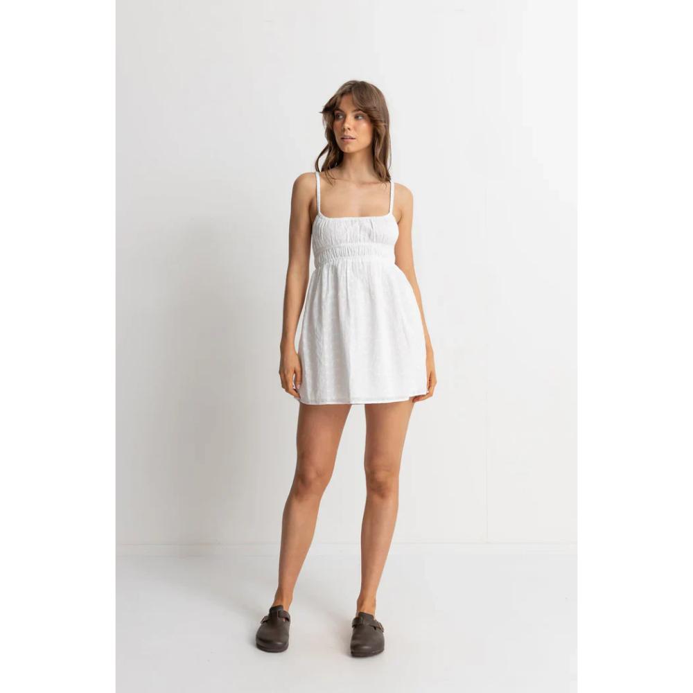 RHYTHM FAE BRODERIE MINI DRESS WHITE